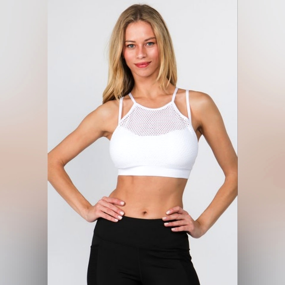 White Mesh Sports Bra